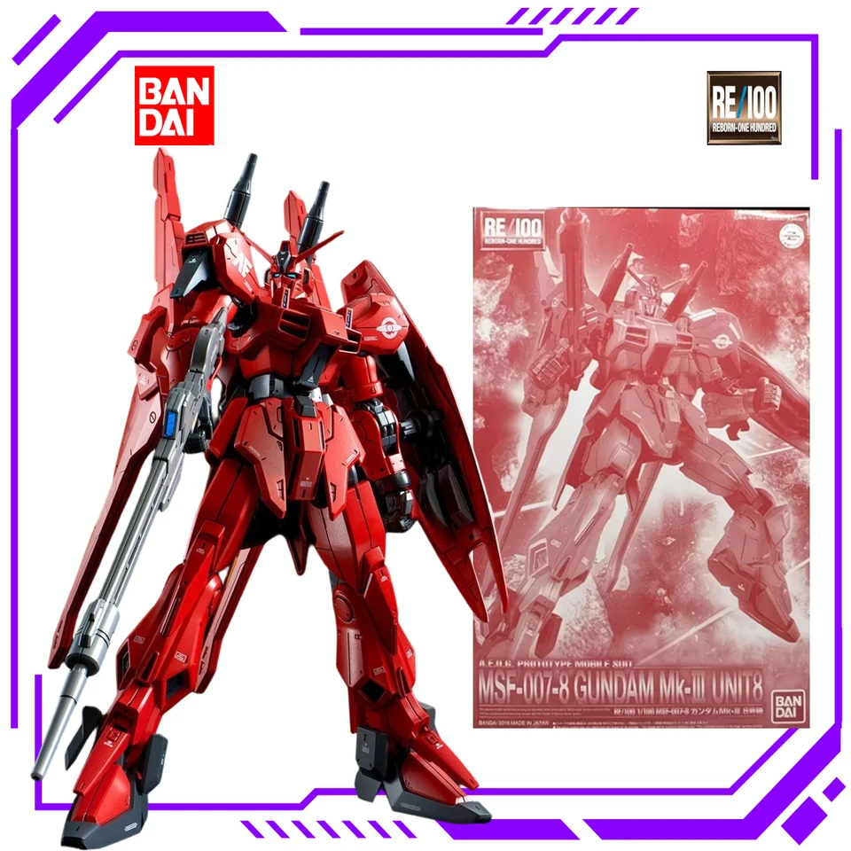 In Stock Bandai Original RE/100 1/100 Z-MSV MSF-007 Gundam Mk-III