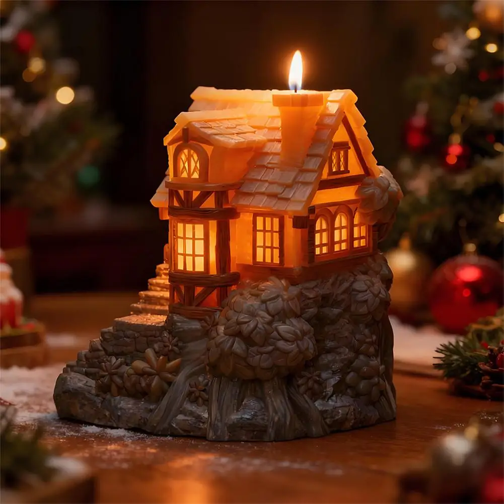 

Christmas Snow House Candle Silicone Mold DIY Miniature Plaster Candle Tree Supplies Candle Molds Christmas Making Ornament D5E9