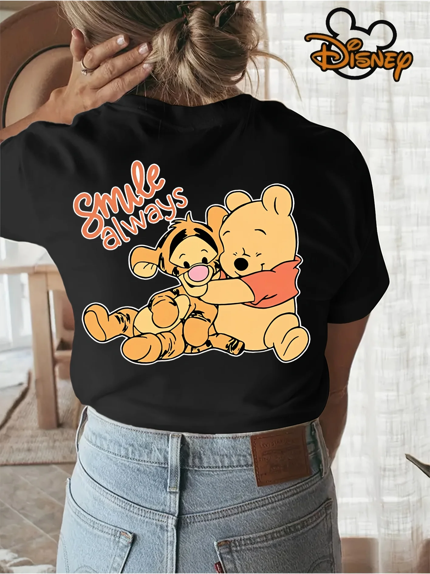 Disney winnie the pooh camiseta de algodão masculino feminino casual na moda streetwear oversized solto manga curta unisex evento outfit
