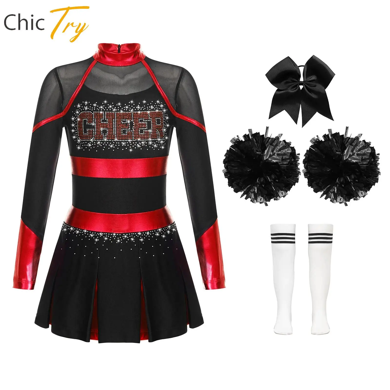 

Kids Girls Cosplay Cheerleading Uniforms Cheer Dance Outfit Children Rhinestones School Cheerlead Uniform Cheerleader Costume