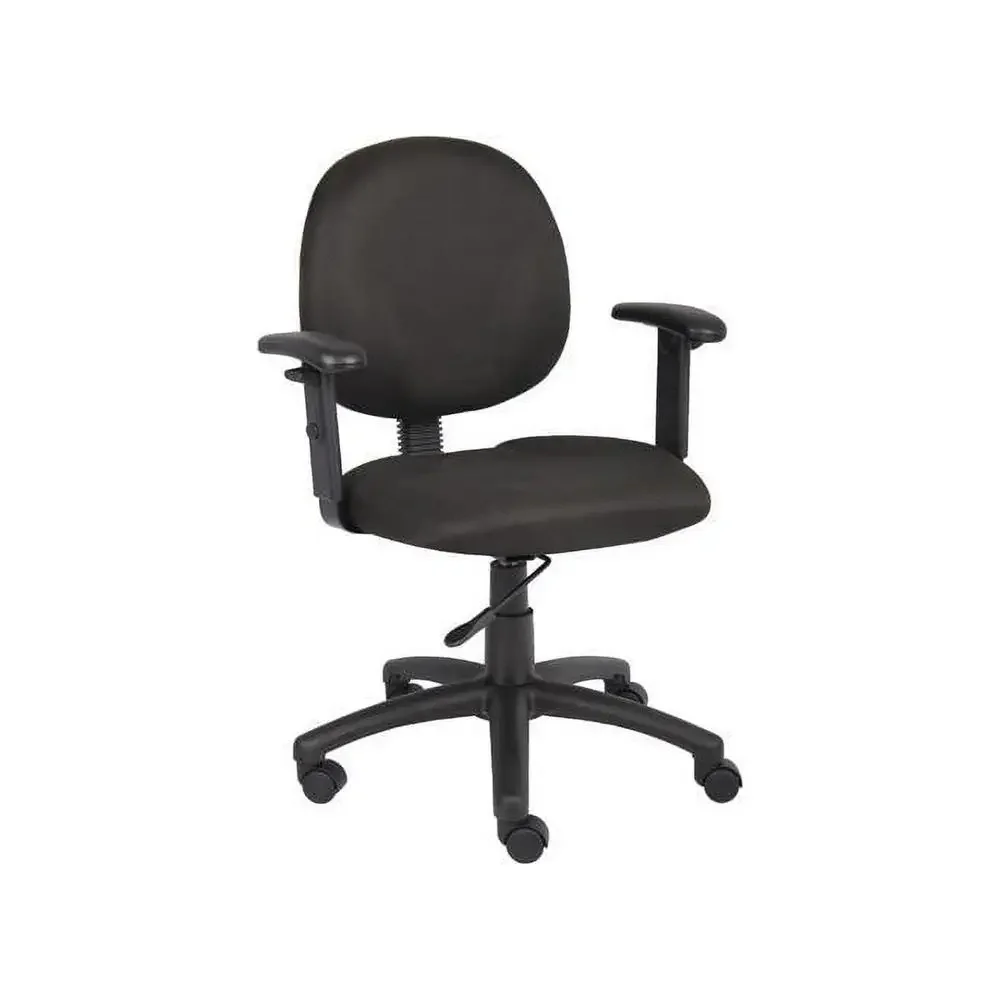 Black Fabric Upholstered Wide Seat Office Swivel Chair Arms Gas Lift Adjustable Ergonomic Task Chair Boss B9091-BK 275 lbs