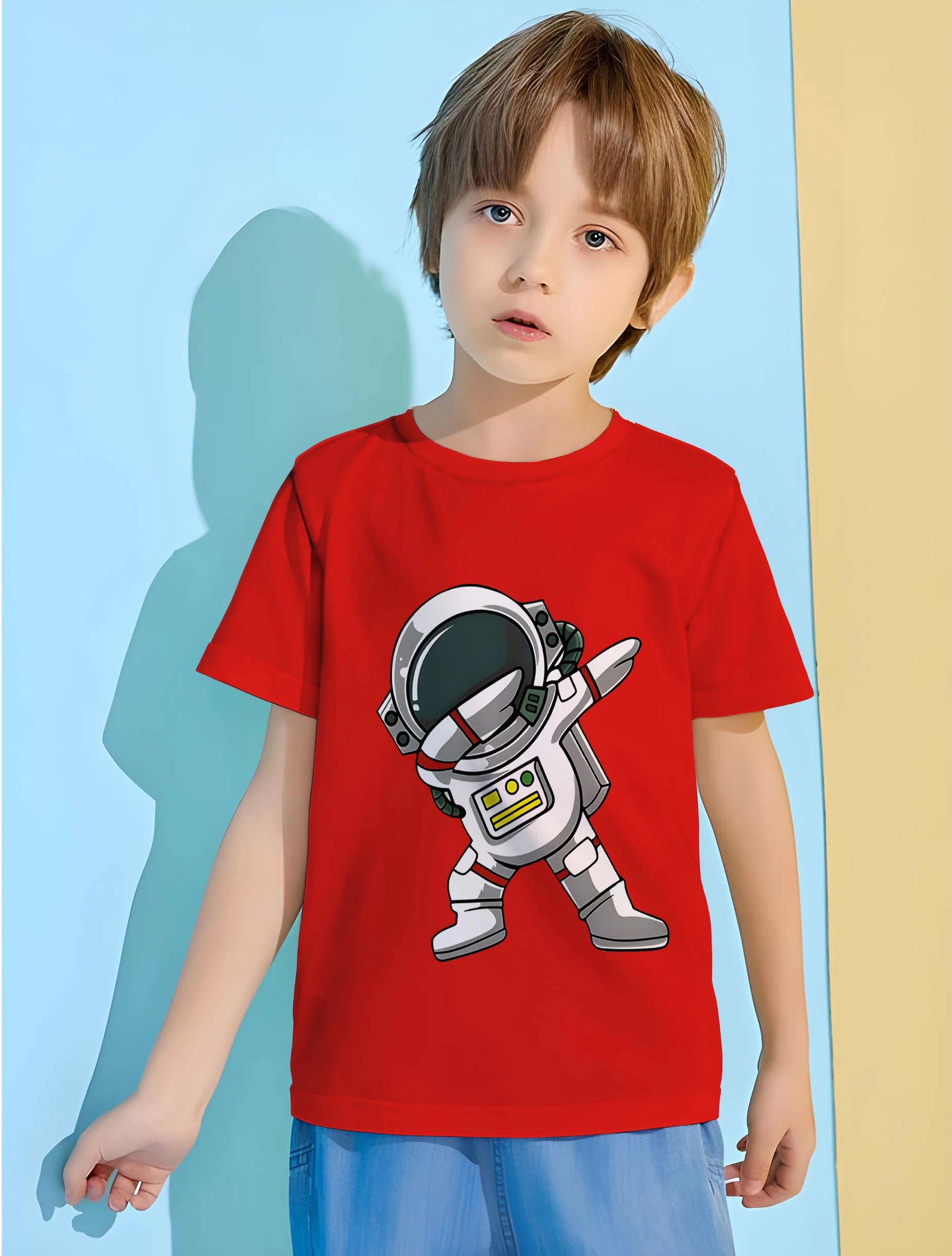 

Cartoon Space Astronaut Printed Anime T-shirt for a Boy Clothes 8 to 10 Years Male Children's T-shirts for Children T-shirty