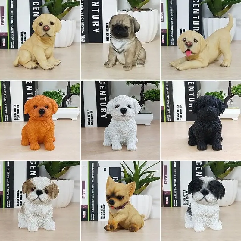 

Lovely Bichon Dog Figurine Model Living Room Decor Dog animal Resin Statue Office Decor Ornaments Home Decoration Crafts Gifts