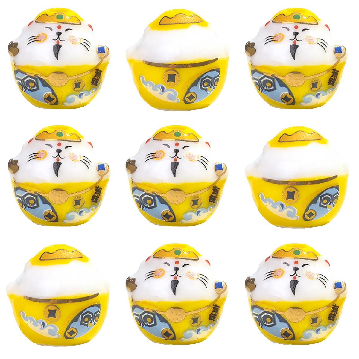 17x18mm Handmade Hand Painted Yellow Lucky Cat Porcelain Bead Charms for Jewelry Making DIY Nacklace Bracelet Accessories