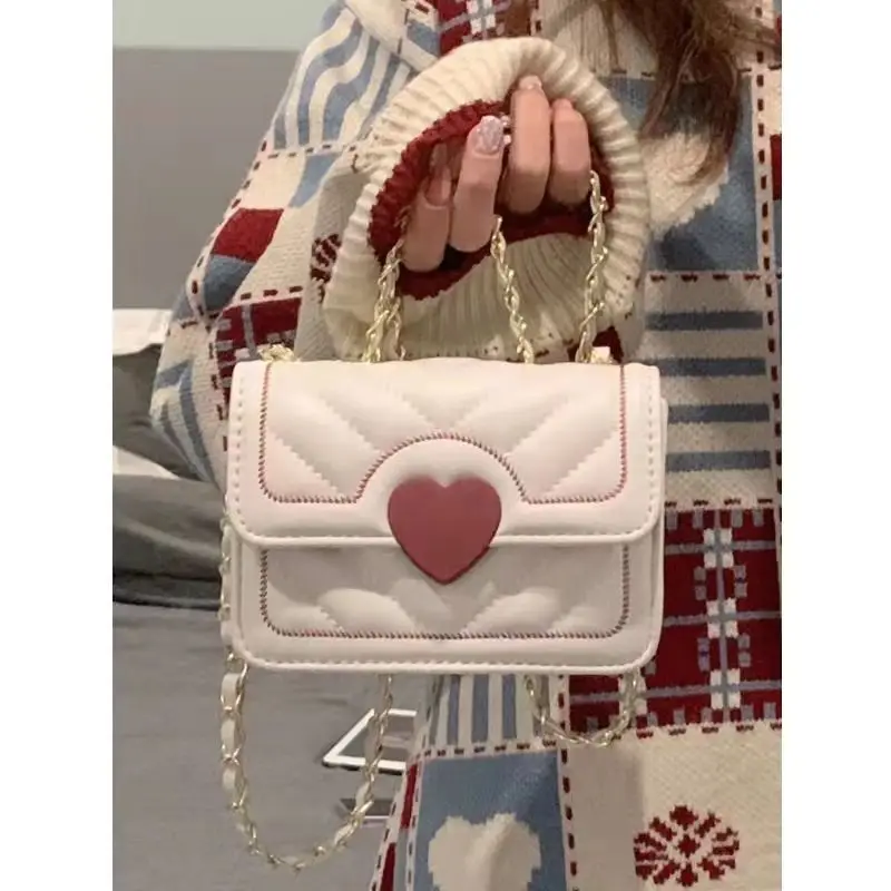 

White Small Bag Women's Summer 2024 New Versatile Crossbody Bag Fashion Chain Embroidery Thread Mini Small Square Bag Women