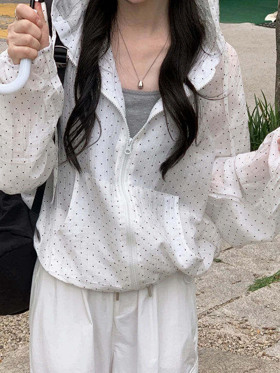 

Korean Sle Thin Sun Protection Jaet Women's Summer New Fre Anti-Aging Loose Design Hat Outerwear Top Long Sve ort