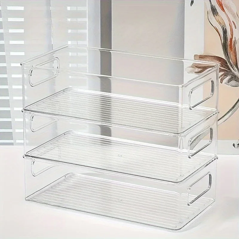 Large Capacity Desktop Storage Box, Transparent Box, Stackable, Reusable, Back To School Storage Solution, Suitable for Home Use