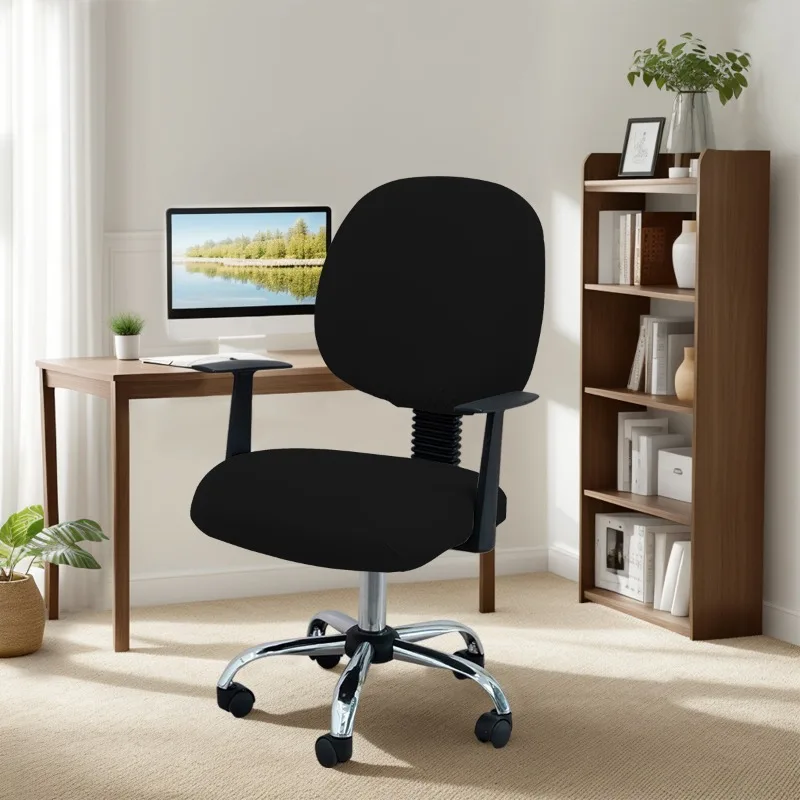 Waterproof Milk Fiber Office Desk Chair Cover 2-Piece Stretch Elastic Computer Chair Slipcover Proof Dustproof Chair Protector