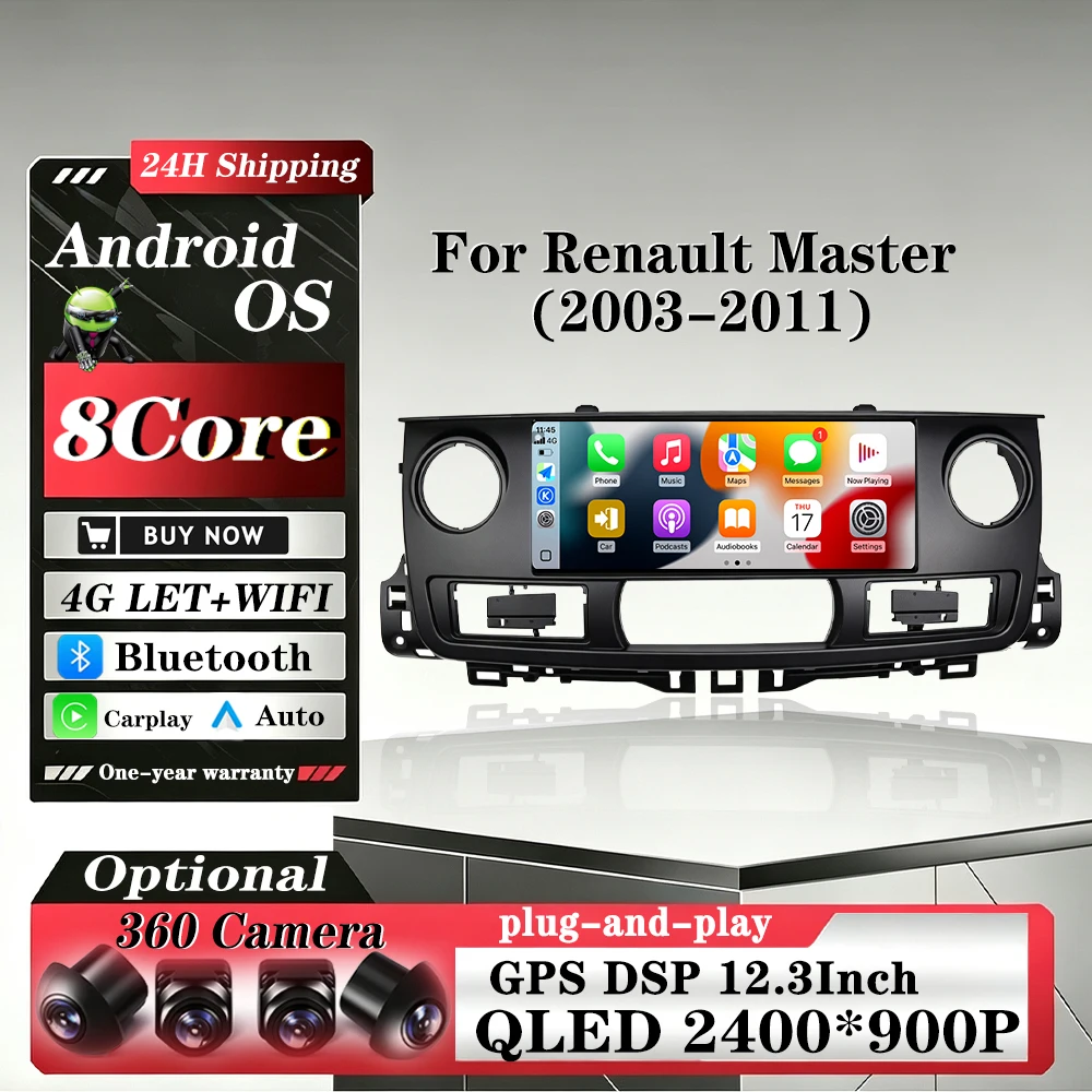 Android 16 Auto For Renault Master 2003-2011 Car Radio Multimedia Video Player GPS Navigation Stereo Carplay 4G WIFI DSP