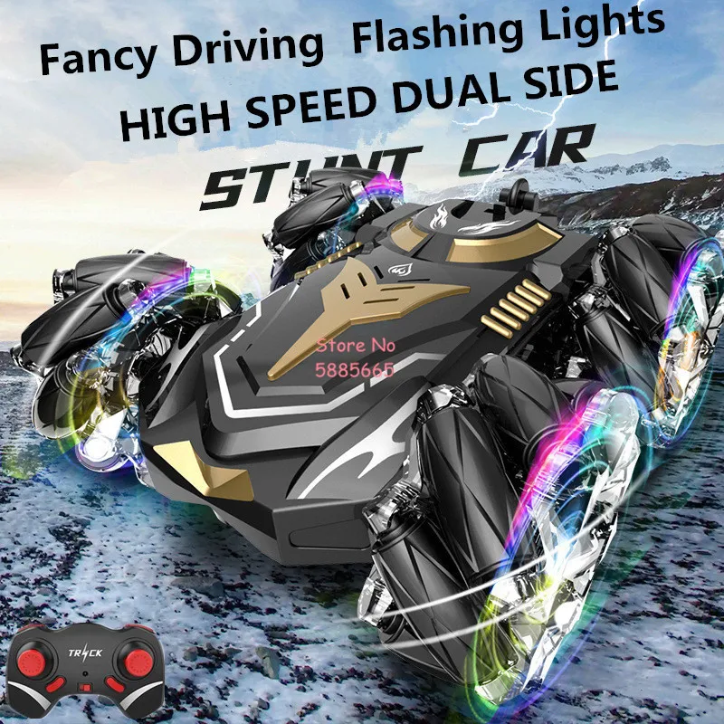 Electric Lighting Music Wireless Control RC Stunt Car 2.4G 4WD Lateral Drift 360° Standing Rotation Dual Stunt Off Road RC Car