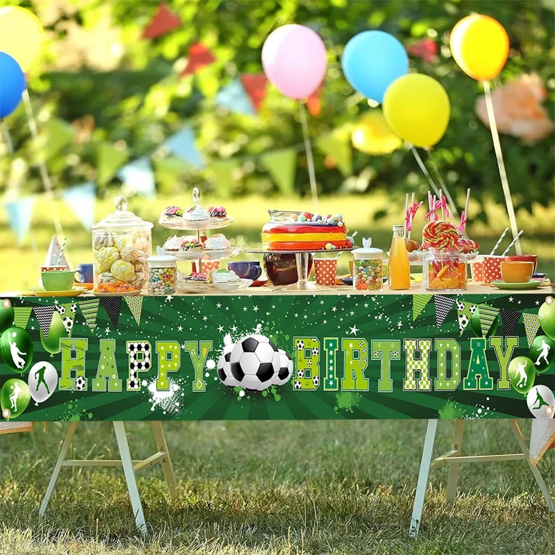 Soccer Happy Birthday Banner, Football Birthday Party Supplies Decorations for Kids Birthday Babyshower  Prop Wall Decorations