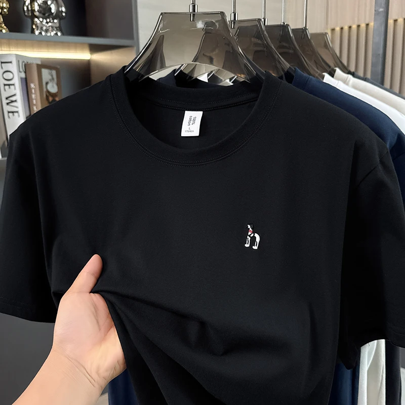 

Summer Heavyweight Round-Neck Casual T-Shirt Semi-Sleeved Top