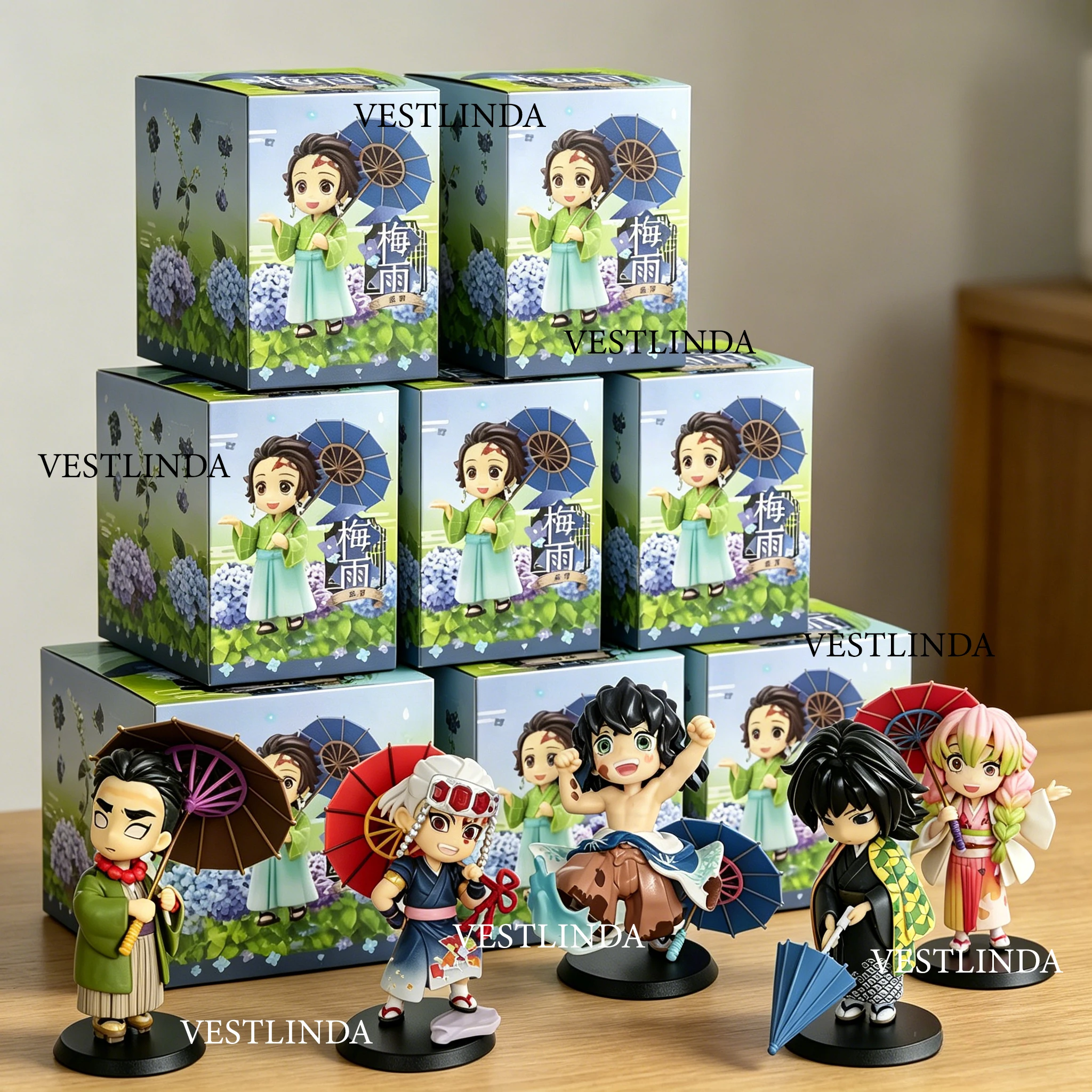 Demon Slayer: Kimetsu no Yaiba Serie Caja Sorpresa Plum Rain - Figura de Acción Coleccionable de Nezuko Kamado y Tanjiro Kamado