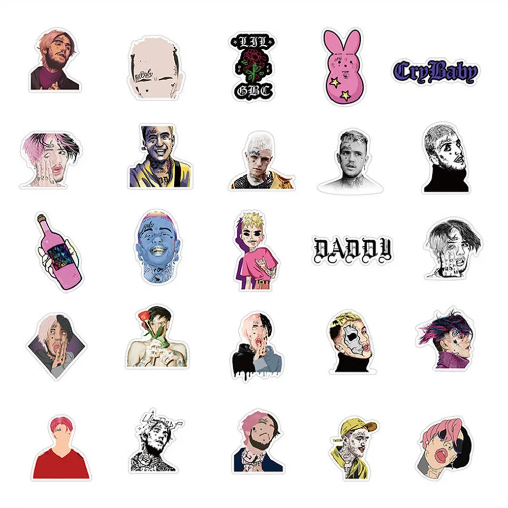 10/30/50 pçs rapper lil peep personalidade graffiti etiqueta bagagem portátil skate ipad guitarra presente etiqueta do carro atacado