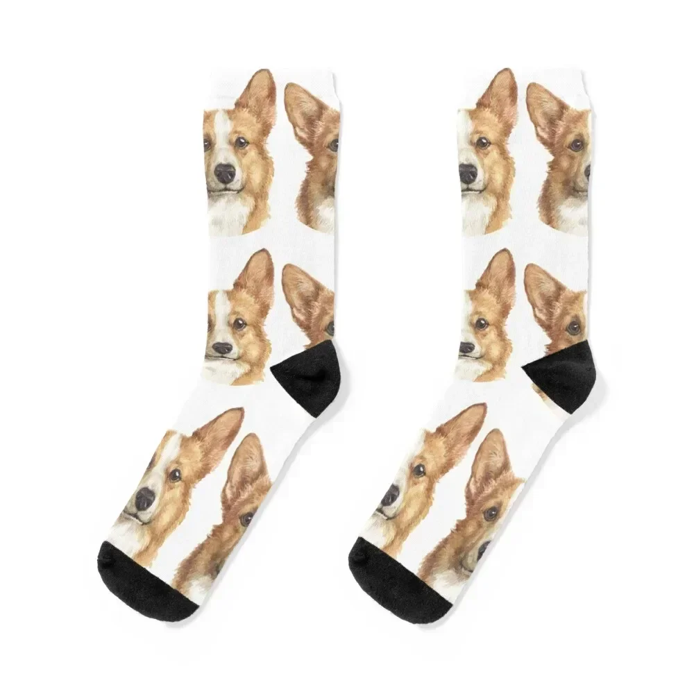 

Pembroke Welsh Corgi Watercolor Art Socks anime professional running retro compression Male Socks Women's