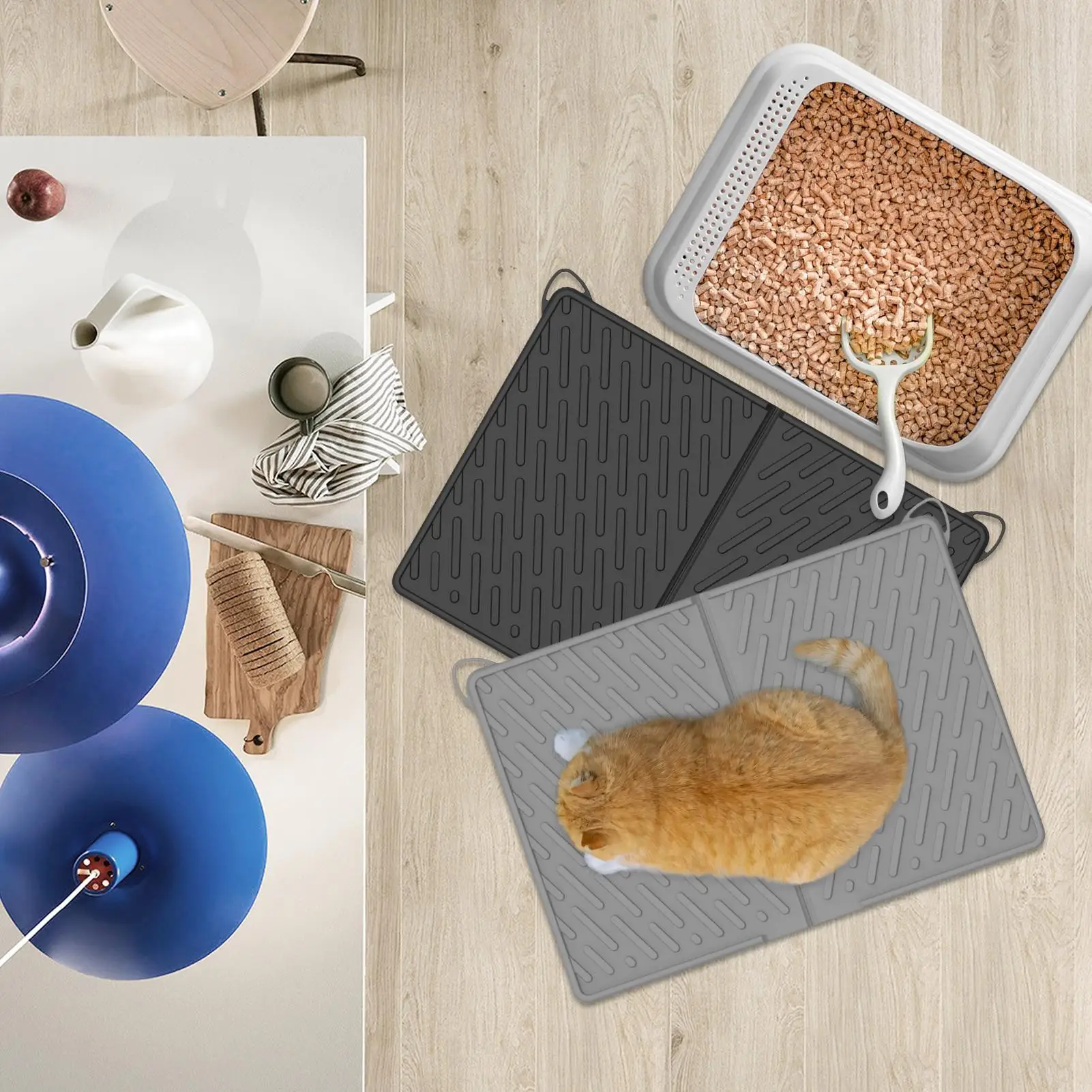 

Litter Box Mat 24 X17inches Cat Mat Scratch-Resistant Waterproof Pads For Indoor Corner Feeding Food Water Floor Cover