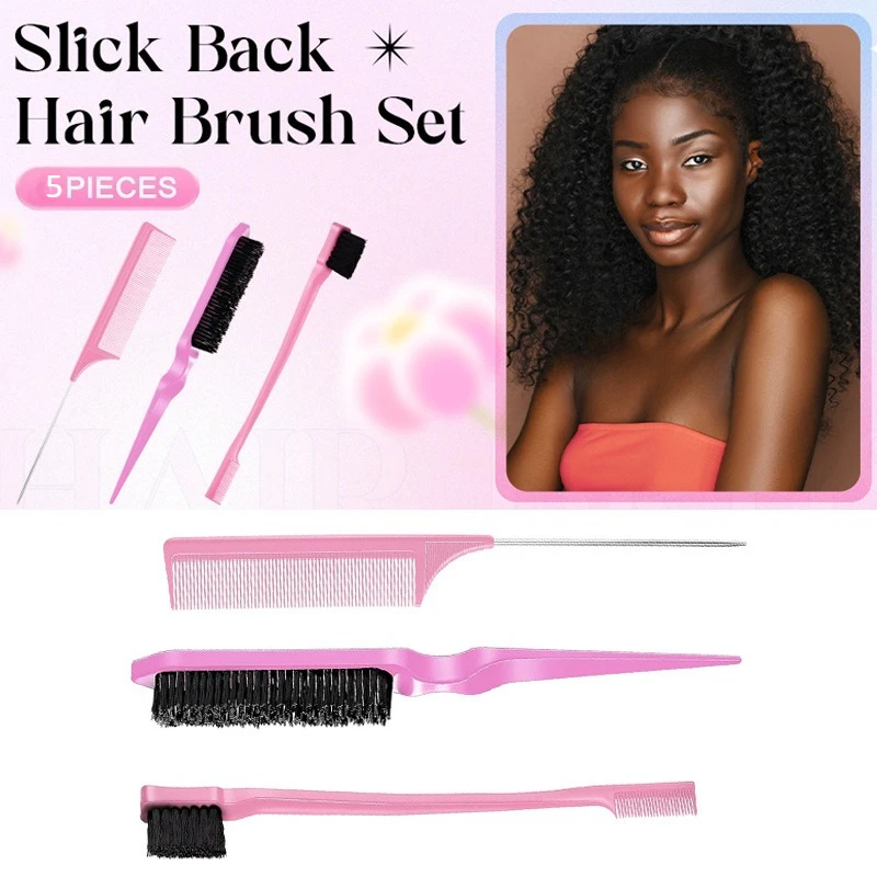 

Профессиональный набор для парикмахеров 5-в-1: расческа с заостренным кончиком, тройные расчески для укладки, антистатический, прочный набор инструментов для салона и домашнего использования