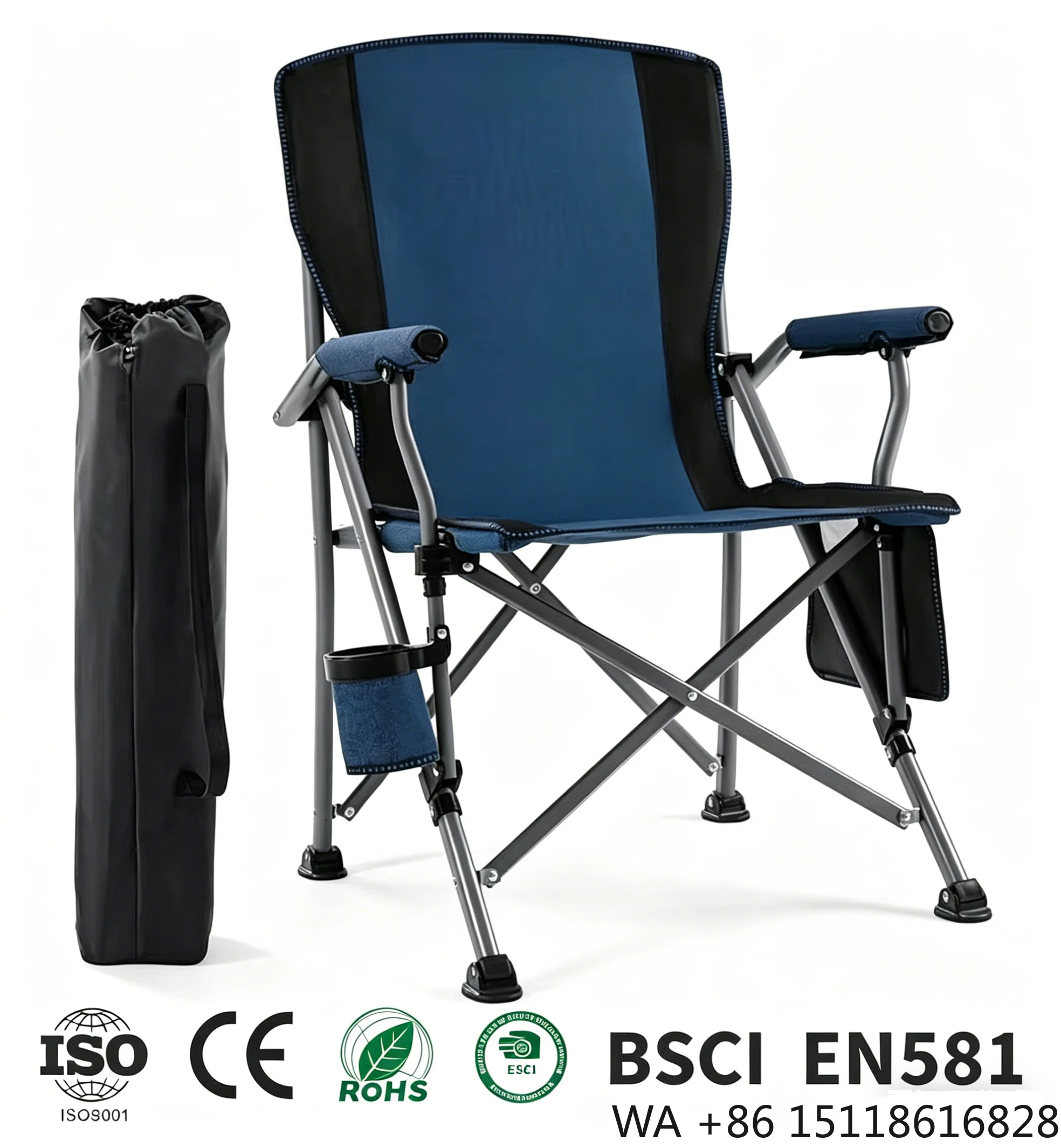 Factory Wholesale Outdoor Portable Folding Camping Chair Beach Chair With Cup Holder Storage Bag for Hiking Fishing Travel