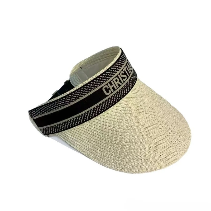 Chapéu de palha ao ar livre feminino versão coreana vazio cartola carta moda sombra chapéu de palha praia boné chapéu de sol