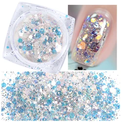 1 Box Nail Art Mermaid Glitter Flakes 3D Irregular Sequin AB Aurora Sparkly Hexagon Paillette Spangle Polish Manicure JIXKP01-12