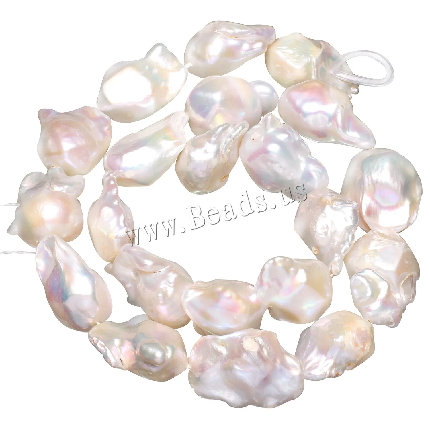 

14-20mm Natural White Cultured Baroque Freshwater Pearl Irregular Shape Teartail Pearls Bead 0.8mm Hole Women Necklace Jewelry