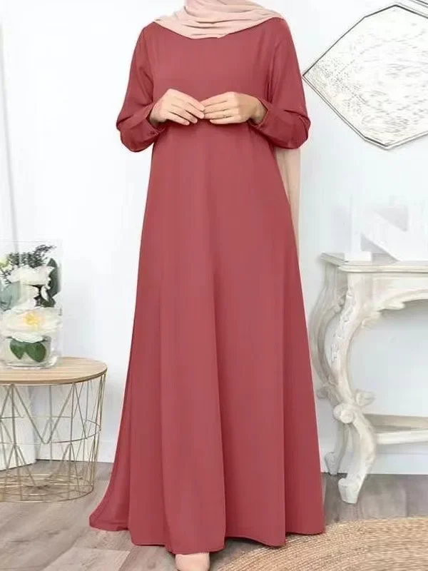 Islam Ramadan Abaya for Women, Solid Loose Pullover, Casual Elegant Abayas, Long Sleeve, Muslim Robe, Fashion Clothes, 2021