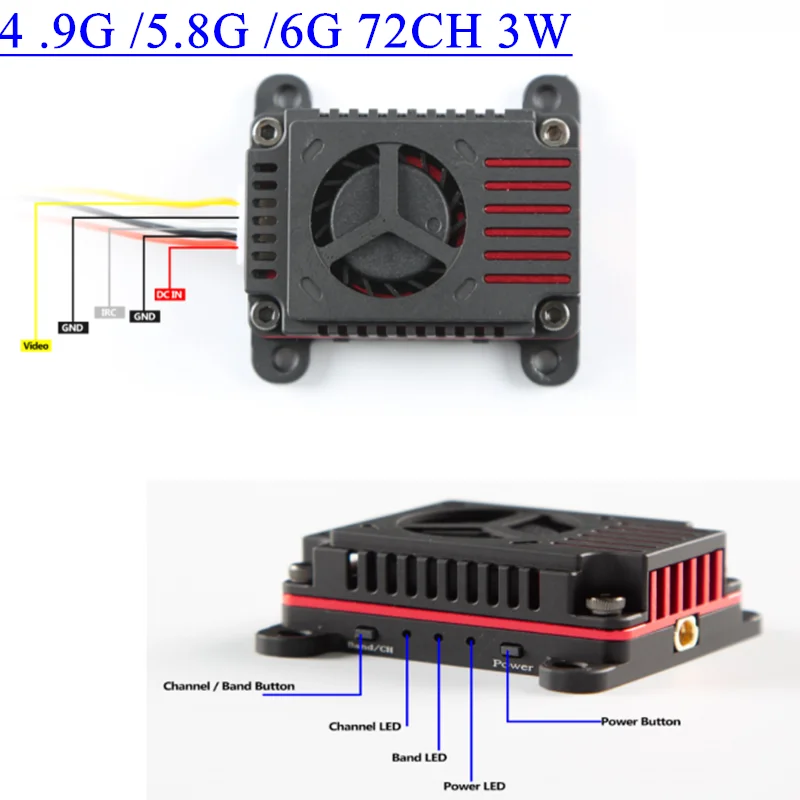 4.9G 5.8G 6G 3W VTX FPV Video Transmitter for RC Drone