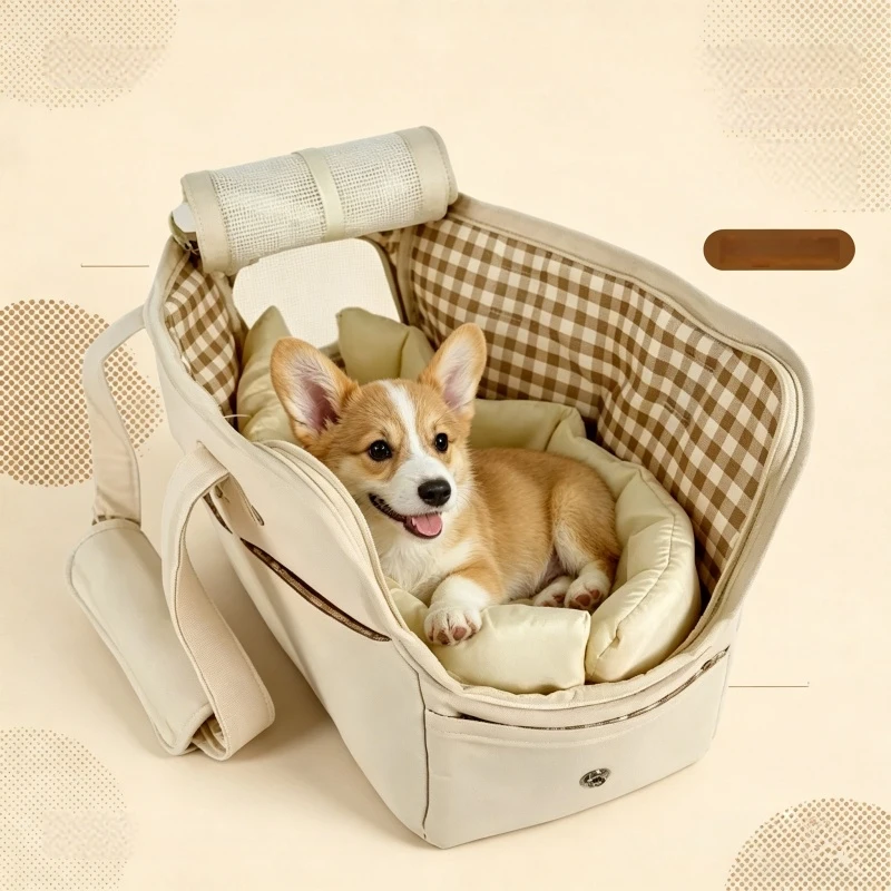家庭用多目的ペットキャリーバッグ、ポータブルショルダーハンドバッグ、滑り止めカーシート、猫、犬、子犬用安全ベッド