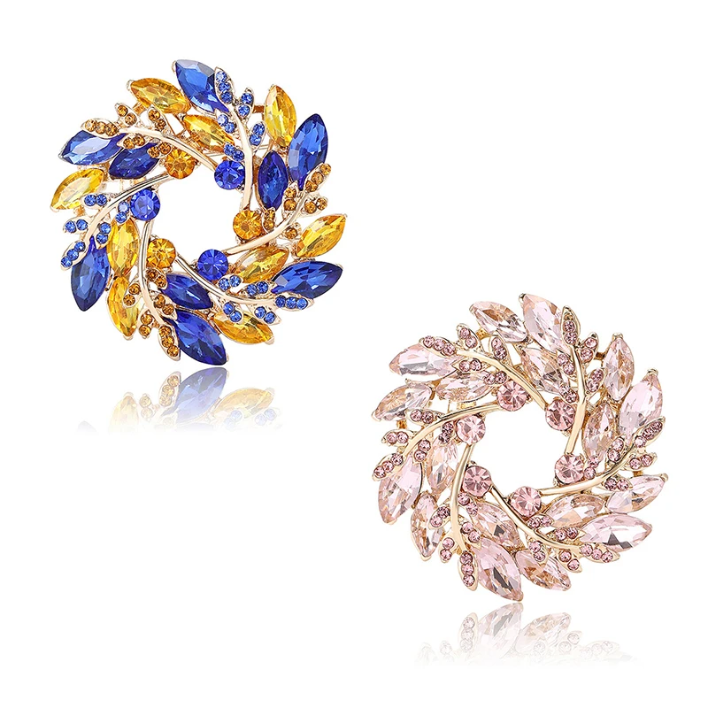 Exquisite Temperament Rhinestone Wheat Ear Wreath Brooches For Women Girls Versatile Shiny Corsage Clothes Accessories Gifts