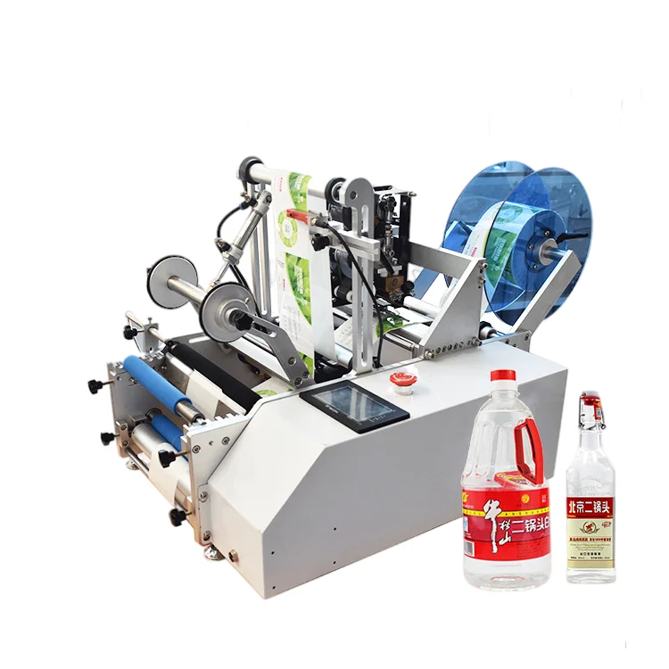 

Table Top Semi Automatic Round Bottle Label Stick Labeling Machine For Sale
