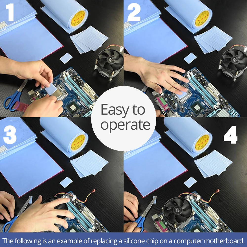 TISHRIC GPU CPU 전도성 실리콘 방열판 열 패드, 선풍기 냉각 방열판 그리스 페이스트 쿨러, 0.5mm, 10x10 PC