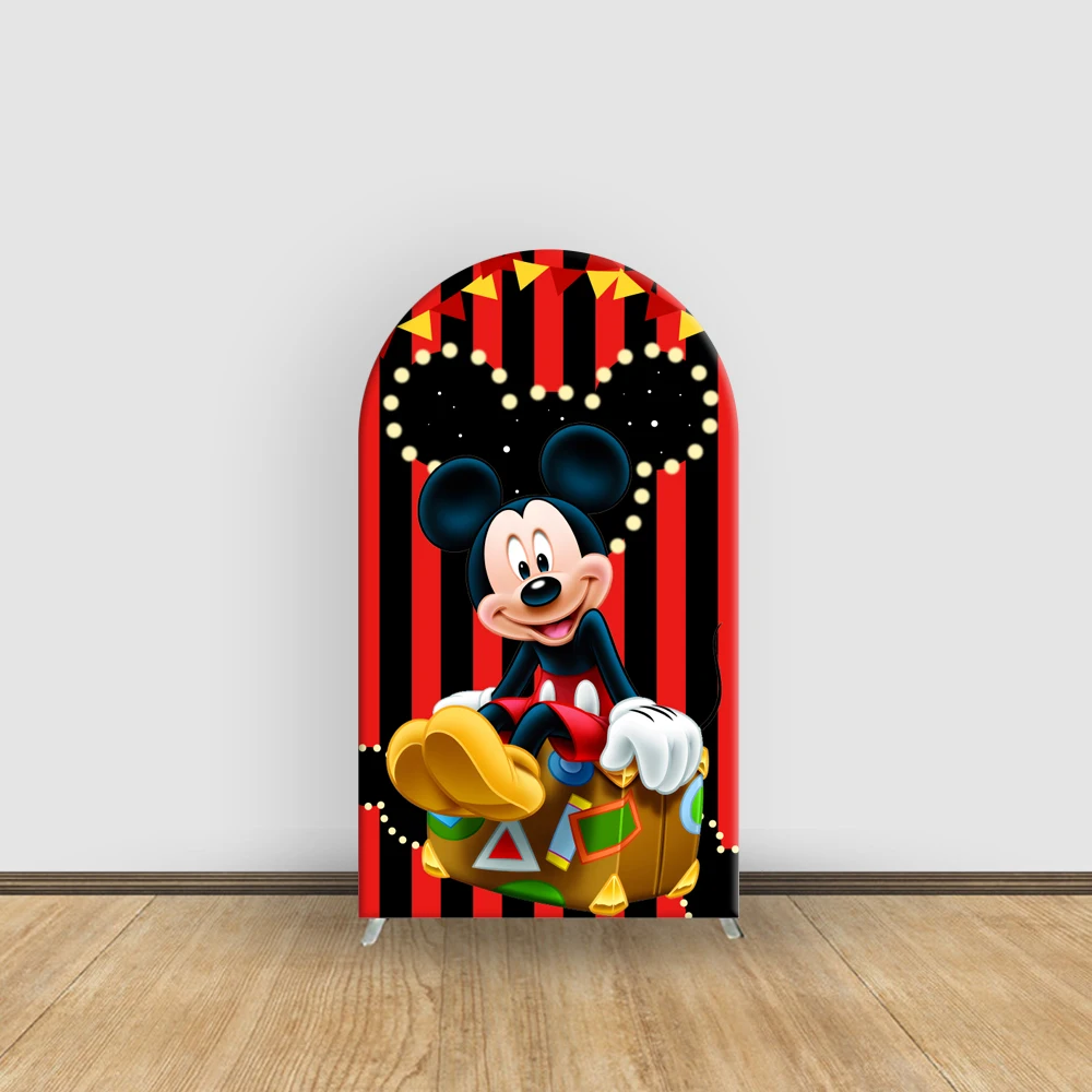 Mickey Mouse Birthday Decoration Disney Design Backdrop Spandex Fabric Covers For Arch Stand Photography Background Arch Stand