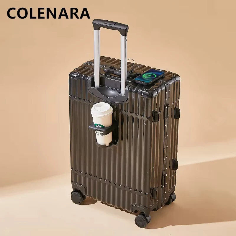 COLENARA USB Charging Luggage Aluminum Frame Boarding Box 20