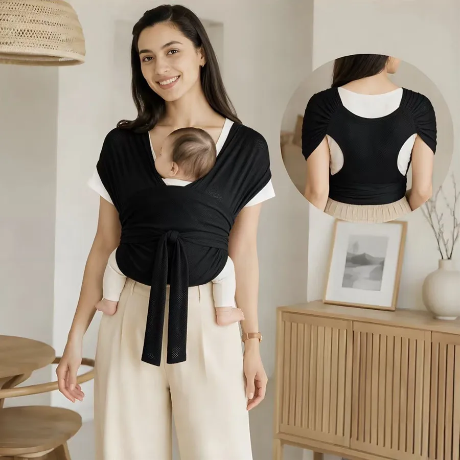 New Model Adjustable Infant Soft Breathable Baby Sling Newborn Baby Wrap Carrier Hipseat Gridding Cloth Sling Air Mesh Baby Soft