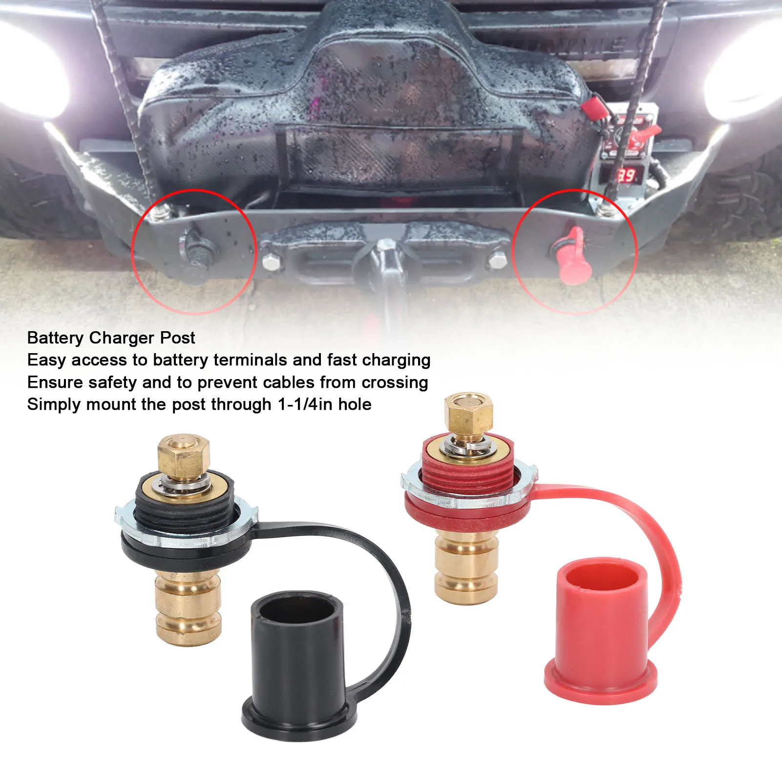 

Marine Battery Post Battery Post Kit 20mm Stud Car RV Truck Charging Pile Terminal Black Red