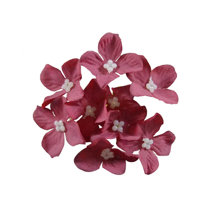 50pcs 15Colors Mini Hydrangea Silk Simulation Flower Heads Home Wedding Decor For Scrapbooking Handicraft Festival Decoration