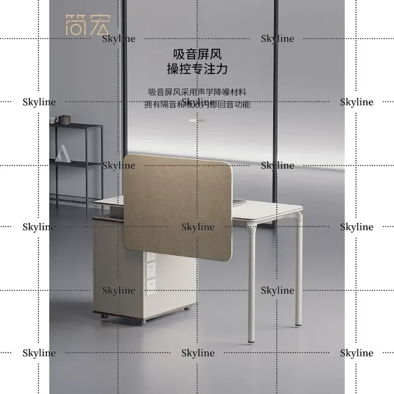Simple Modern Single Staff Computer Desk and Chair Combination for Office Workstation