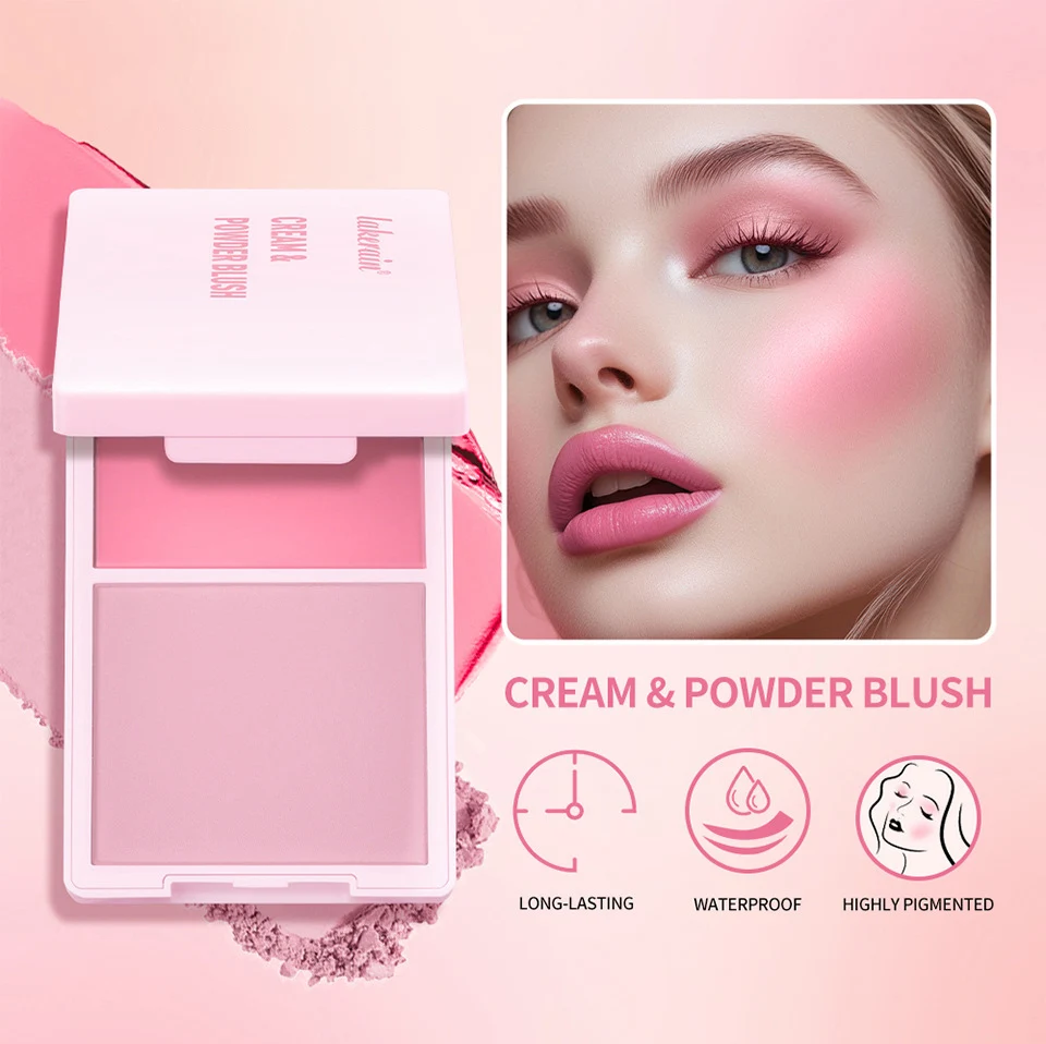Matte Cream/powder Blush 2-in-1 Natural Moisturizing Waterproof Longlasting Shimmer Cheeks Rouge Highly Pigment Makeup Cosmetics