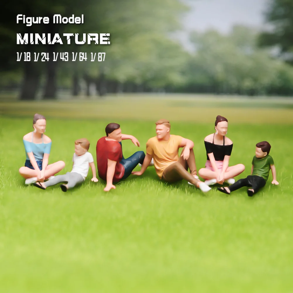 Figuras en miniatura 1/87 1/64 1/43 1/24 1/18 una familia de tres personas en una salida modelo pintado escena creativa muñecas Juguetes