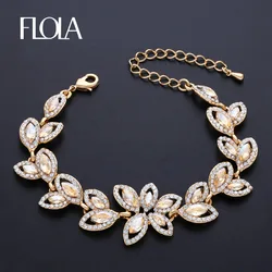 Clearance / Bridal Bracelets for Bridesmaids Flower Wedding Bracelets Gold Plated CZ Crystal Wedding Jewelry bransoletka brtj88