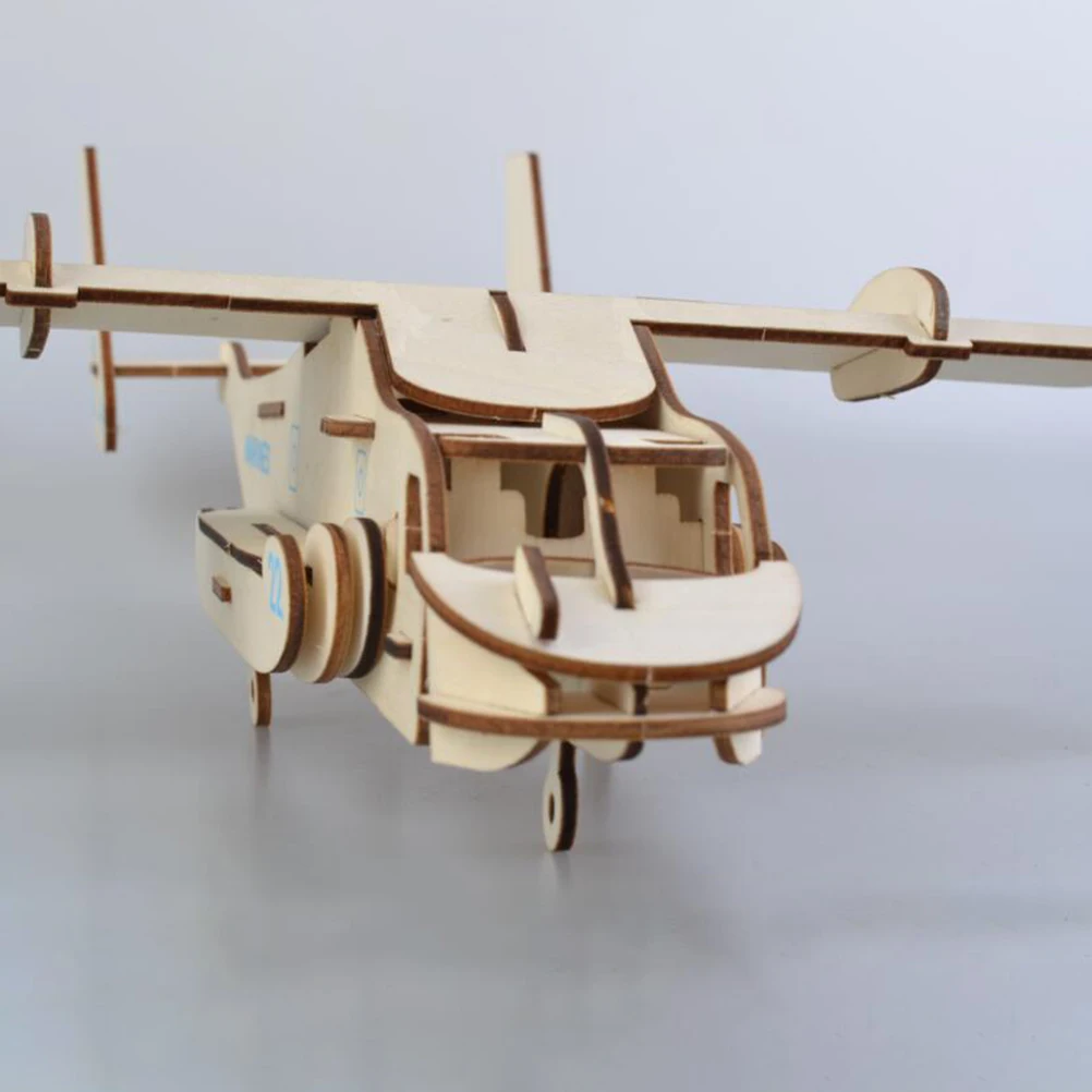 

3D Wooden For Kids Aircraft Diy Assembly Educational Building Kit Wood Wooden Puzzle Color Jigsaw Puzzle Game
