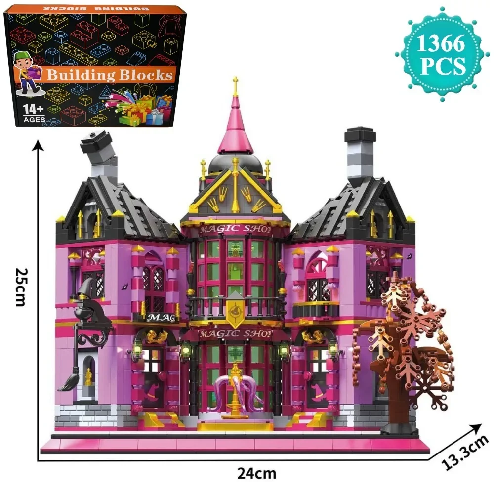 Creatieve Magische Laboratorium Kasteel Winkel Bouwstenen Architectuur Spookhuis Model Monteer Baksteen Speelgoed Halloween Cadeau - afbeelding 1