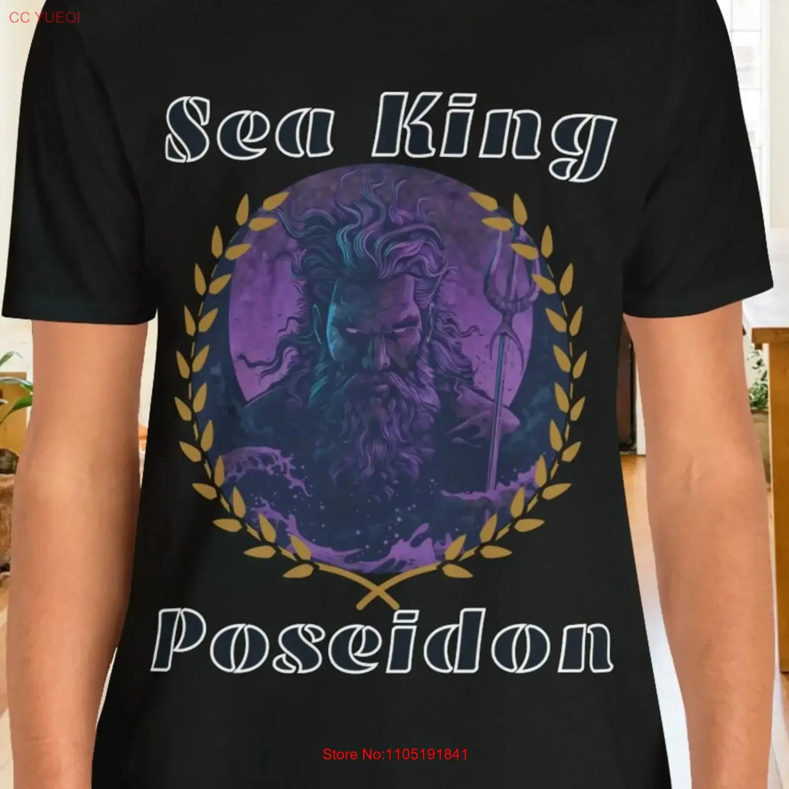 بوسيدون تي شيرت الله اليوناني الأساطير القديمة القطن تي شيرت خمر غسلها عادية امتدت لينة قليلا تنوعا أوم #1