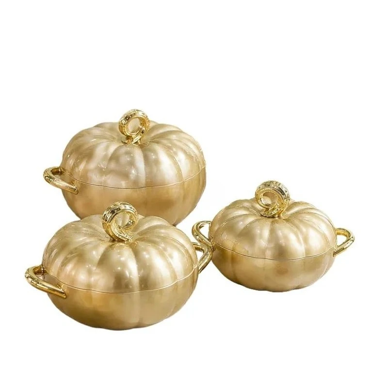 Luxury Golden Pumpkin Insulation Food Box Set Stainless Steel Lunch Box with Kettle