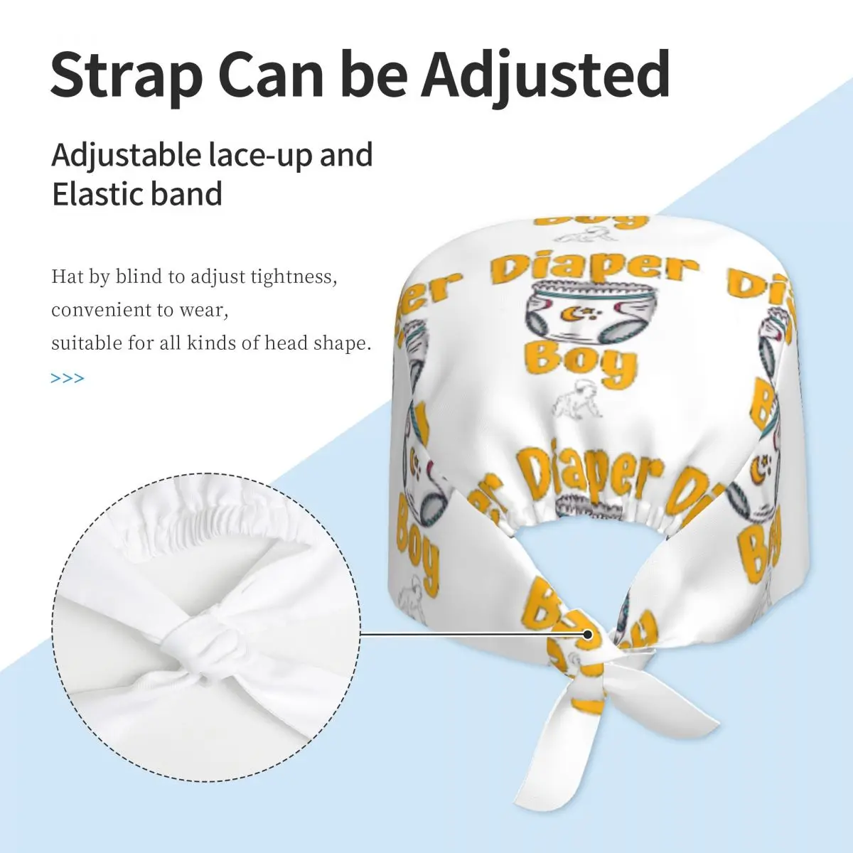 Diaper Boy Scrub Hat Doctor Working Surgical Cap Unisex Adjustable Nursing Caps for Dentist