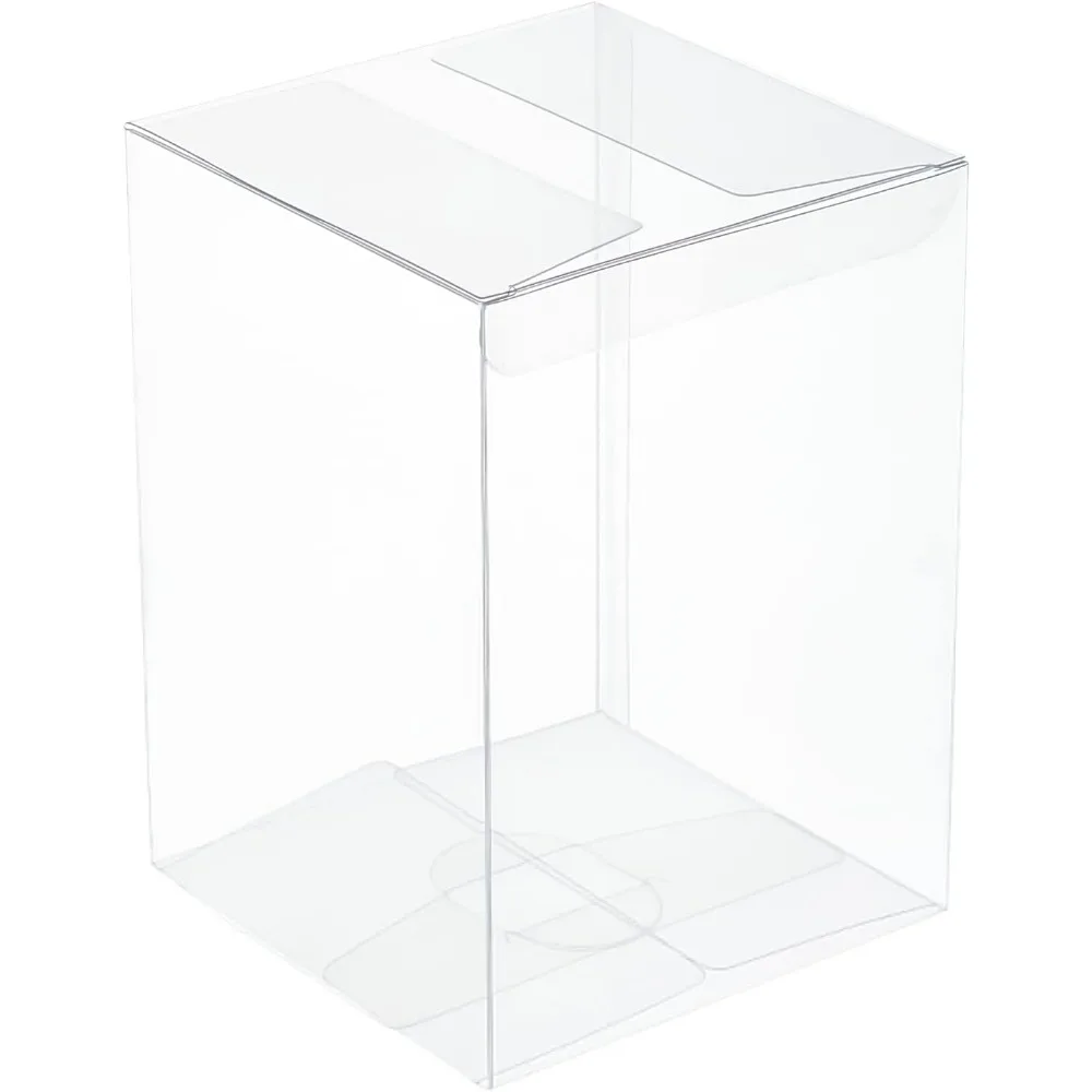 15Pcs Clear Gift Boxes Rectangle Transparent PVC Favor Boxes 3.9x3.9x5.5'' for Wedding Party Treat Candy Cupcakes