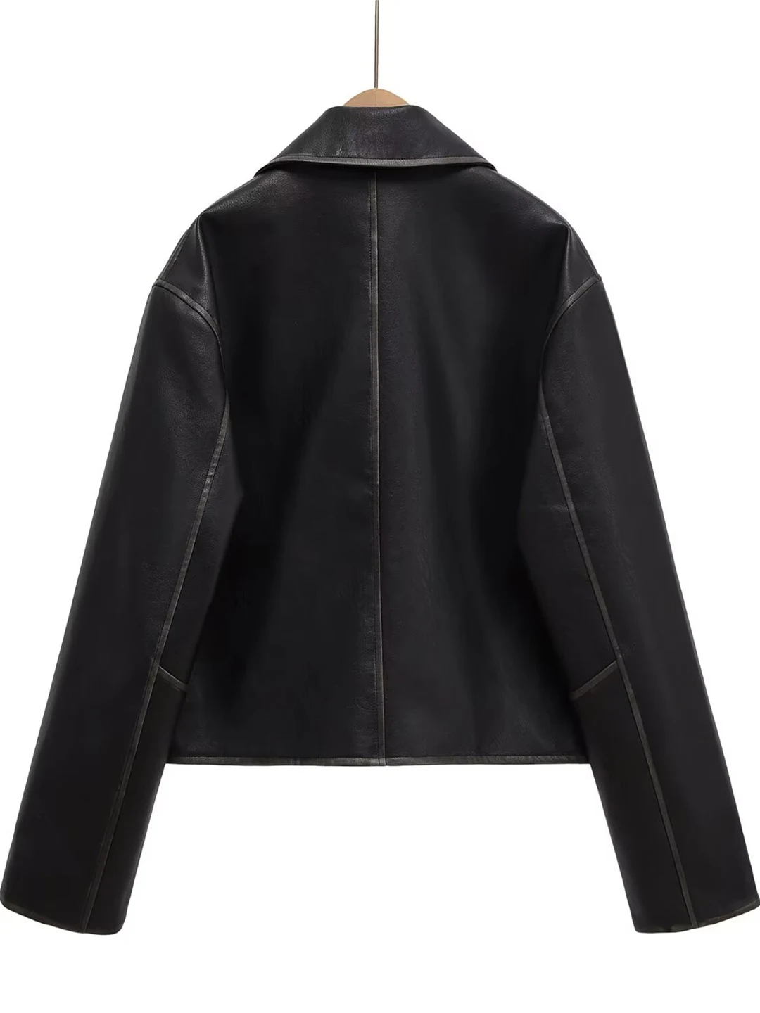 Casual American Sle Women's Leather Jaet ort Outerwear Long Sve Turn-down Collar New Autumn Winter Bla kets Decor