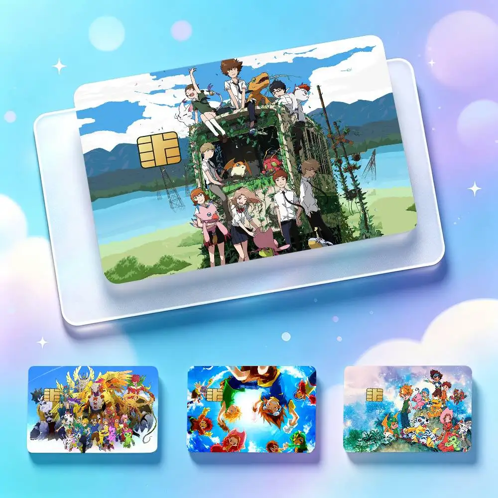 Anime D-Digimon Adventure Card Stickers for Bank Access Protective Waterproof Film Cover Sticker Surprise Gift