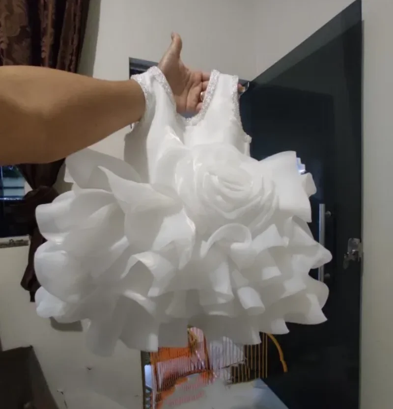 Vestidos de florista com imagem real para o bebê, vestido fofo para o primeiro aniversário, traje de princesa infantil, vestidos de baile infantis, festa de batismo