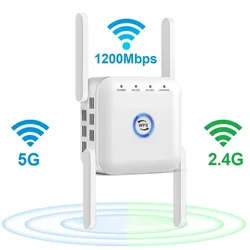 5G Wifi Repeater Wifi Amplifier 2.4G Wi-Fi Signal Booster Router 1200Mbps Long Range Wireless Extender Wi Fi Internet Booster